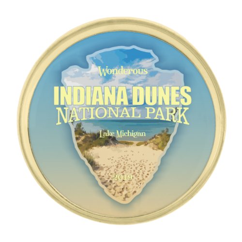 Indiana Dunes NP arrowhead Gold Finish Lapel Pin