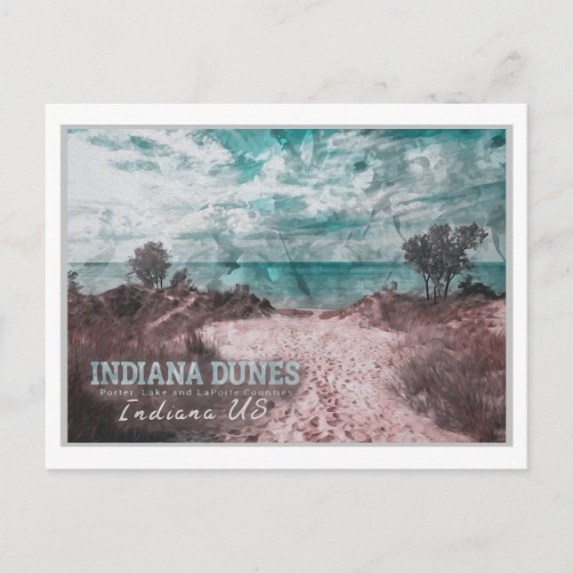 INDIANA DUNES WATERCOLOR - INDIANA UNITED STATES POSTCARD (Front)