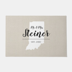 Indiana Family Monogram State Doormat