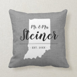 Indiana Family Monogram State Throw Pillow