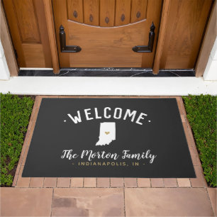 Indiana Family Monogram Welcome Doormat