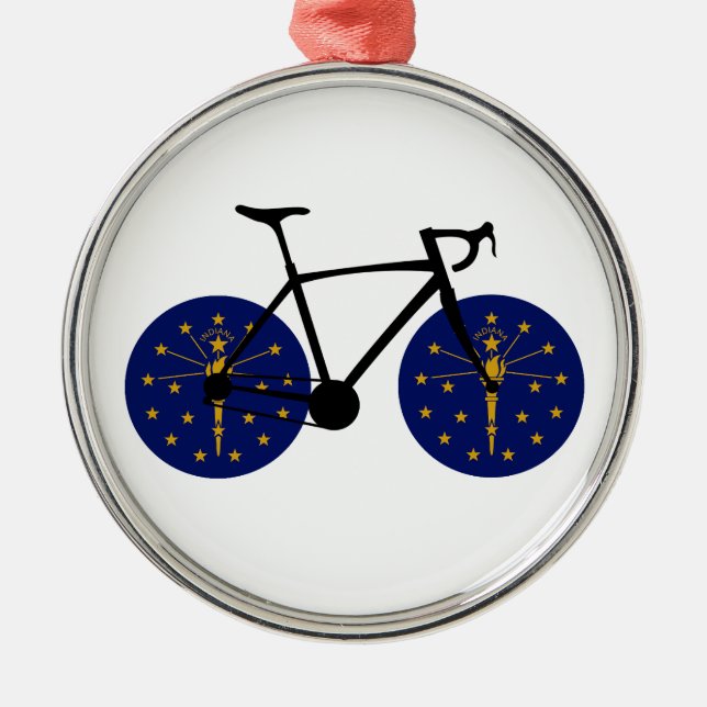 Indiana Flag Cycling Metal Ornament (Front)