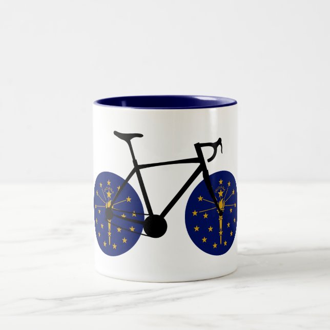 Indiana Flag Cycling Two-Tone Coffee Mug (Center)