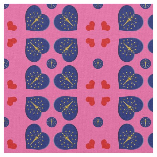 Indiana Flag & Indiana Hearts fashion Fabric / USA