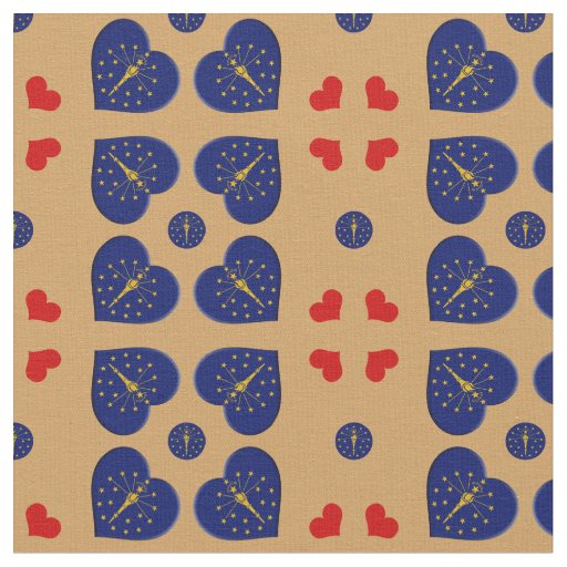 Indiana Flag & Indiana Hearts fashion Fabric / USA