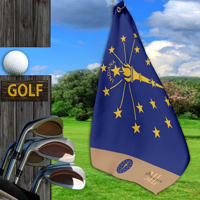 Indiana flag & Indiana monogrammed / golf towel (Creator Uploaded)
