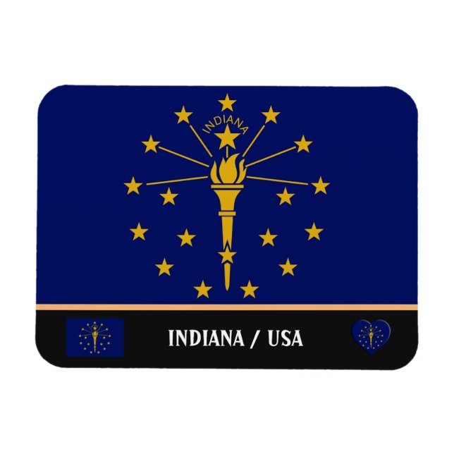 Indiana Flag & Indiana State /travel America Magnet (Horizontal)