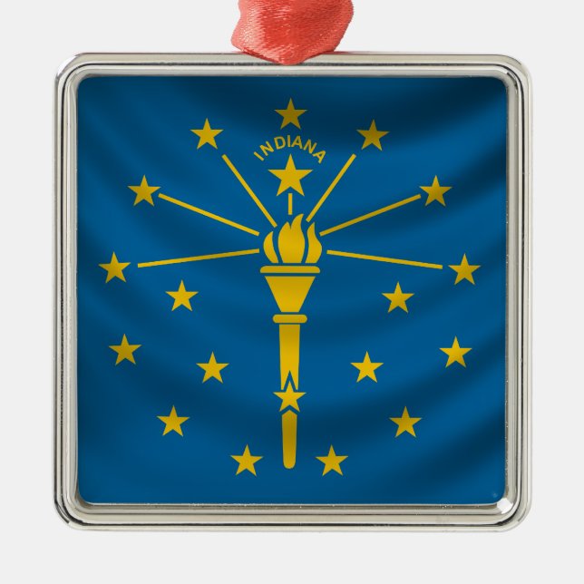 Indiana Flag Metal Ornament (Front)