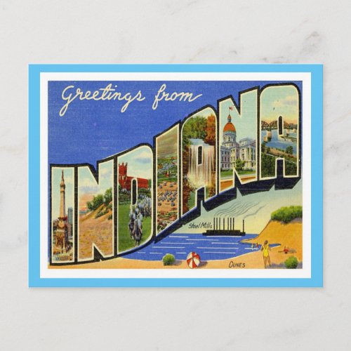 Indiana Greetings From US States Postcard
