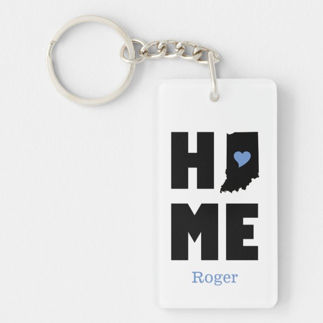 Indiana Home Blue Personalized Keychain (Front)