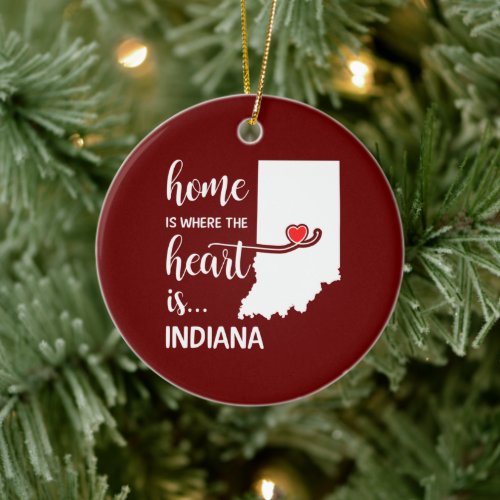 Indiana home is where the heart is ceramic ornamen ceramic ornament