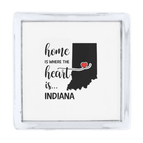 Indiana home is where the heart is silver finish lapel pin