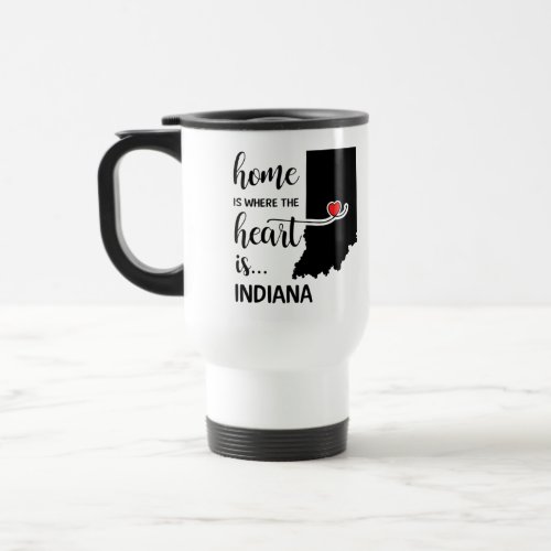 Indiana home is where the heart is travel mug