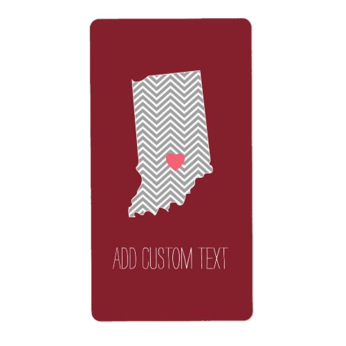 Indiana Home State Love with Custom Heart Label