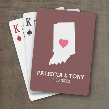 Indiana Home State Love With Custom Heart Playing Cards by MyGiftShop at Zazzle