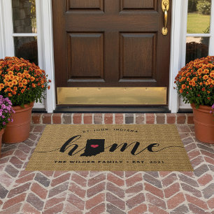 Indiana Home State Personalized Doormat