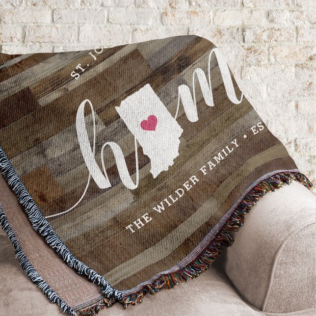 Indiana Home State Personalized Wood Look Throw Blanket (Creator Uploaded)