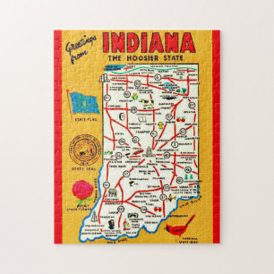  Indiana Hoosier Map  Jigsaw Puzzle