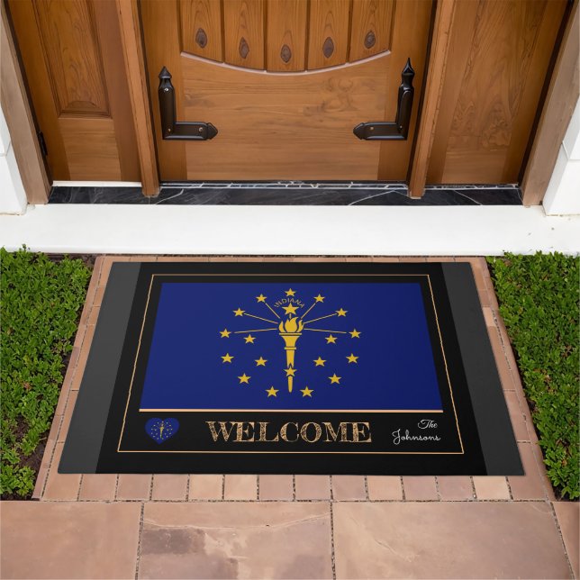 Indiana house mat, Indiana Flag sports / Welcome Doormat (Outdoor)