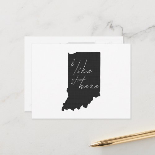 Indiana I Like It Here State Shaped Chalkboard Postcard