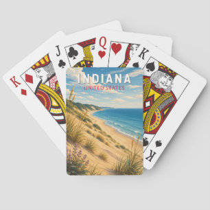 Indiana Illustration Travel Art Vintage Poker Cards