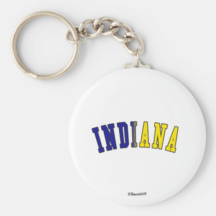 Indiana in State Flag Colors Keychain