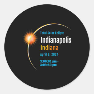Indiana In Total Solar Eclipse 2024 1 Classic Round Sticker