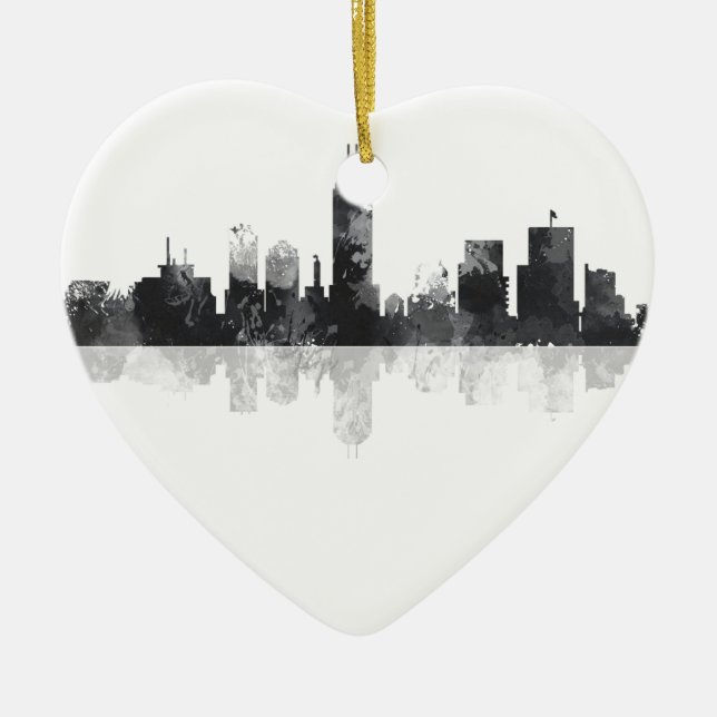 INDIANA, INDIANAPOLIS SKYLINE CERAMIC ORNAMENT (Front)