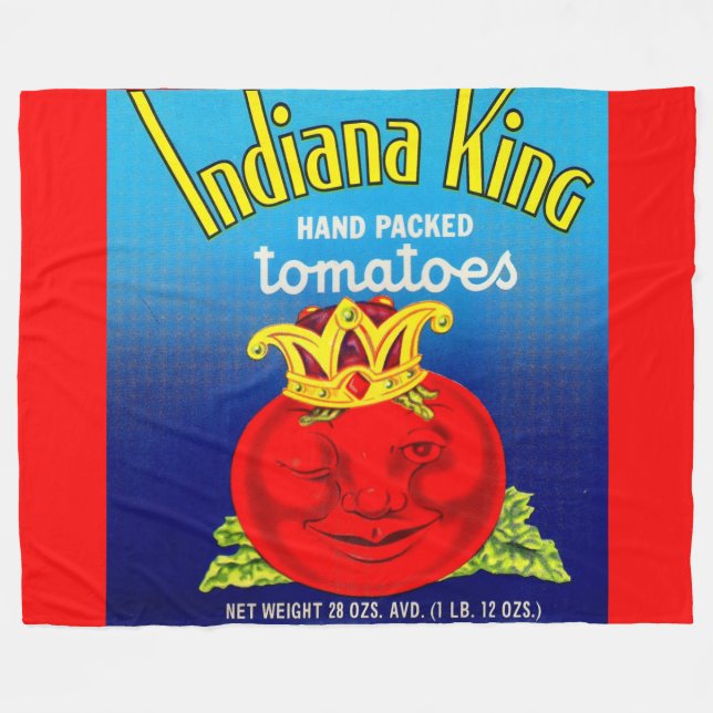 Indiana King tomatoes label Fleece Blanket (Front (Horizontal))