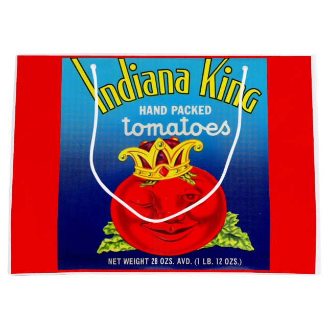 Indiana King tomatoes label print Large Gift Bag (Front)