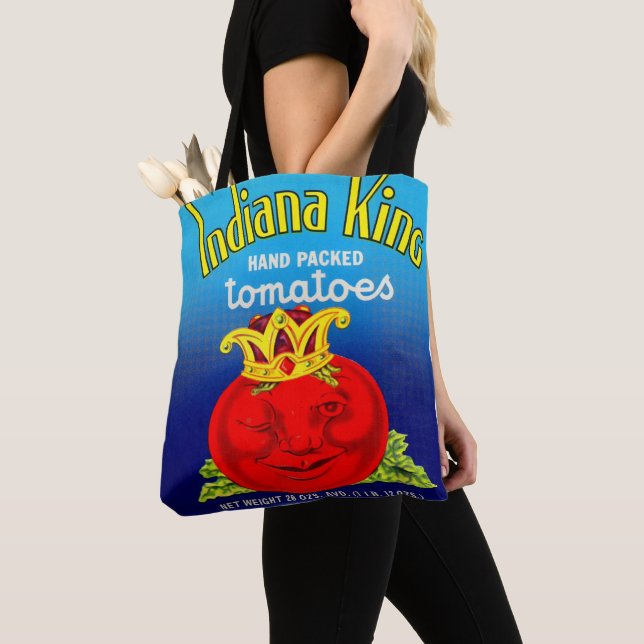 Indiana King tomatoes label print Tote Bag (Close Up)