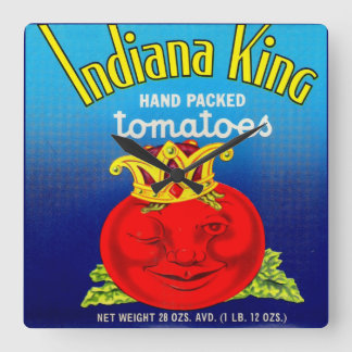 Indiana King tomatoes label Square Wall Clock