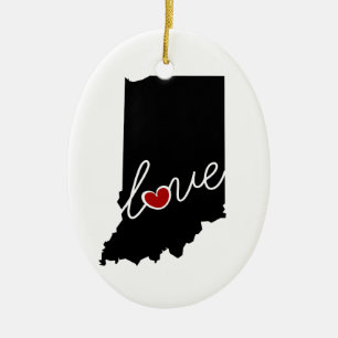 Indiana Love! Gifts for IN Lovers Ceramic Ornament