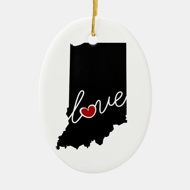 Indiana Love!  Gifts for IN Lovers Ceramic Ornament (Front)