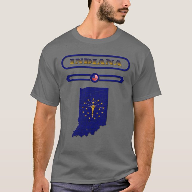 INDIANA MAP INDIANA UNITED STATES SAMER BRASIL ret T-Shirt (Front)