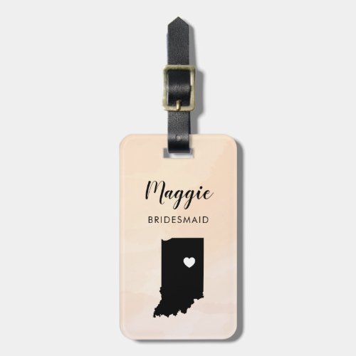 Indiana Map Luggage Tag Wedding Party Welcome Luggage Tag