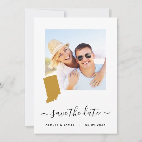 Indiana Map Photo Wedding Save the Date Card