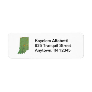 Indiana Map Return Address Label