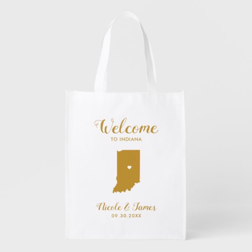 Indiana Map Wedding Welcome Bag Gold Tote Bag