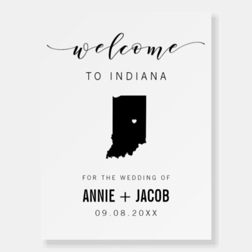 Indiana Map Wedding Welcome Sign Foam Board