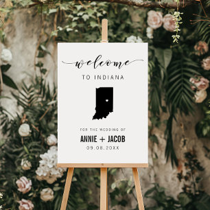 Indiana Map Wedding Welcome Sign, Foam Board