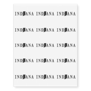 Indiana Name with State Shaped Letter Temporary Tattoos
