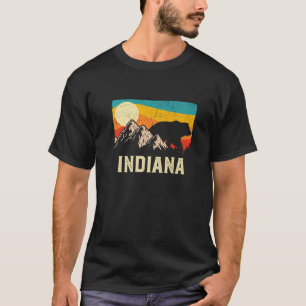 Indiana Nature Wild Bear Retro Sunset Hiking T-Shirt
