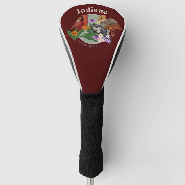 Indiana Northern Cardinals with Native Plants Golf Head Cover (Front)