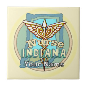 Indiana Nurse Caduceus  Ceramic Tile