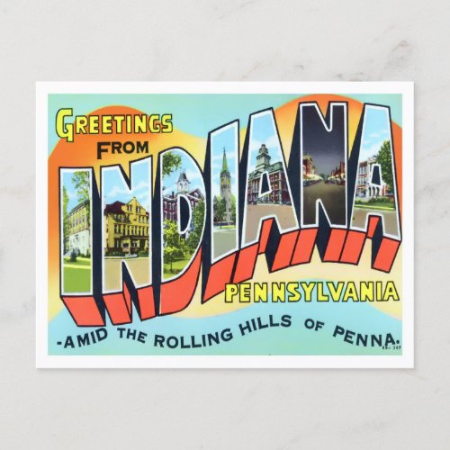 Indiana Pennsylvania Vintage Big Letters Postcard