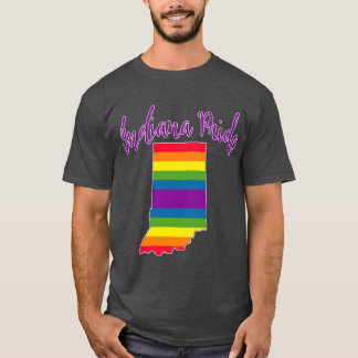 Indiana Pride with Rainbow Stripes T-Shirt