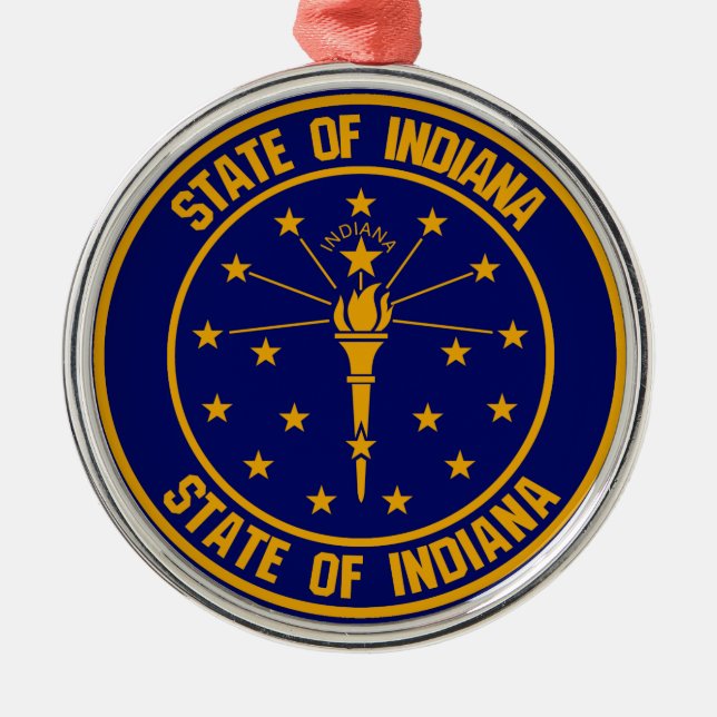 Indiana Round Emblem Metal Ornament (Front)