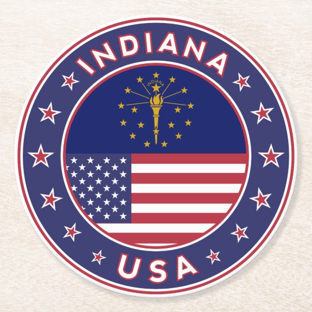 Indiana Round Paper Coaster (Front)