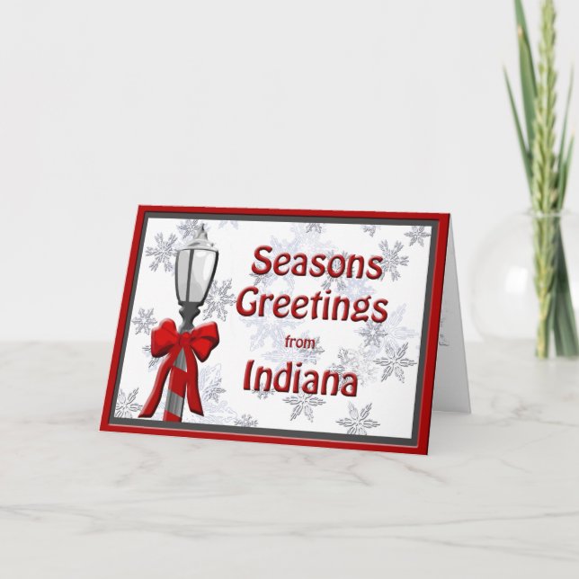 Indiana Seasons Greetings Lamp Snowflake Holiday Card (Front)